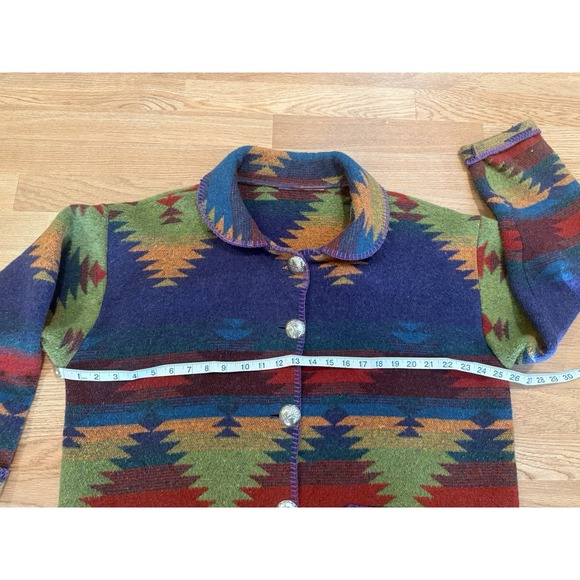 Rhonda Stark Size XL Wool Blend Southwestern Aztec Navajo Coat Jacket Vintage - Picture 8 of 11